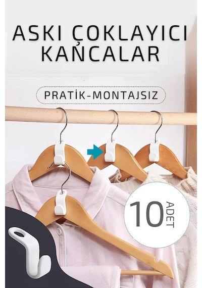 10 Adet Dayanıklı Plastik Askı Kancaları: Yerden Tasarruf Sağlayan Ve Çok Yönlü Plastik Çok Renkli S Diğer
