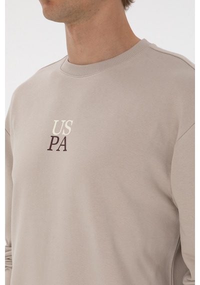 U.S. Polo Assn. Erkek Comfort Fit Bisiklet Yaka Taş Basic Sweatshirt 50313760-VR049