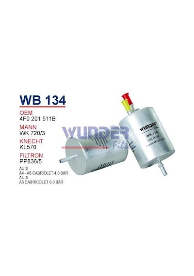 WUNDER WB134 Mazot Filtresi Audi A4-A6 Cabriolet 4,0 Bar
