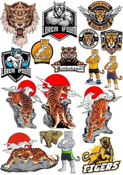 Kaplan Tiger Sticker Set-1 13 Parça Telefon, Tablet, Defter, Laptop Sticker