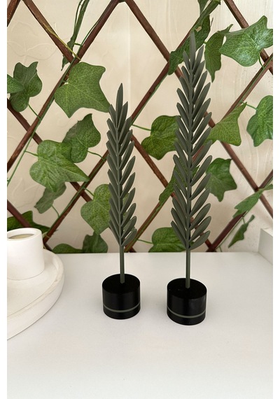 Modern Minimalist Doğa Temalı Yaprak Seti Yeşil Renkli Dekoratif Obje Yeşil - 698301863