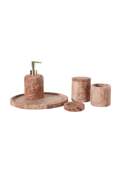 Mudo Home Evelyn Traverten 5'li Banyo Seti Rose Pembe