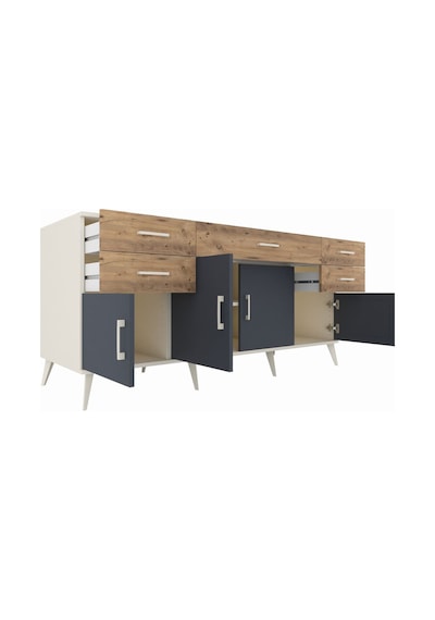 Kronos Konsol Tek Raflı 5 Çekmeceli 4 Kapaklı 176x59x83 Aytaşı-antrasit/çam Antrasit/çam Kronos Konsol Tek Raflı 5 Çekmeceli 4 Kapaklı 176x59x83 Aytaşı-antrasit/çam Antrasit/çam