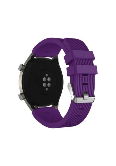 Watch Gt2 Pro 46mm Kordon Kayış 22mm Spor Çizgili Silikon Metal Tokalı Delux Silikon Col8839-mor