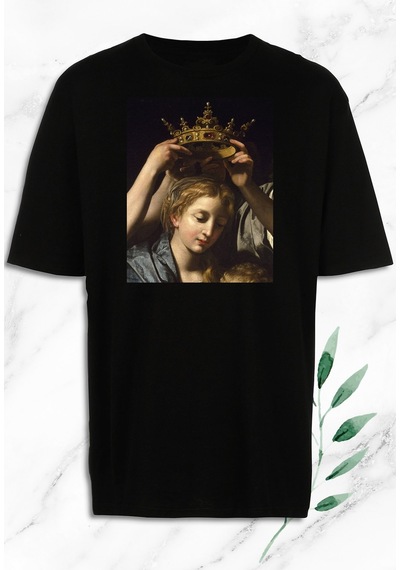 Flood Of Style Oversize Art Bartolomeo Cavarozzi Tablo Baskılı Siyah Tişört