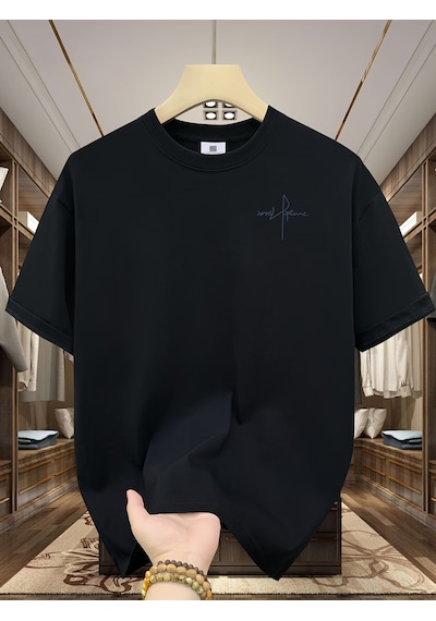 Unisex Grafik Ruhu, İmza Tarzı Tasarım Basklı Tshirt Siyah