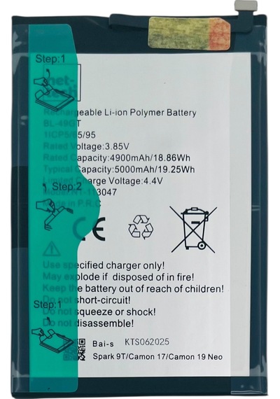 Teknonet Tecno Spark 9 Pro Uyumlu Nettech Bl-49gt 5000 Mah Batarya - Siyah