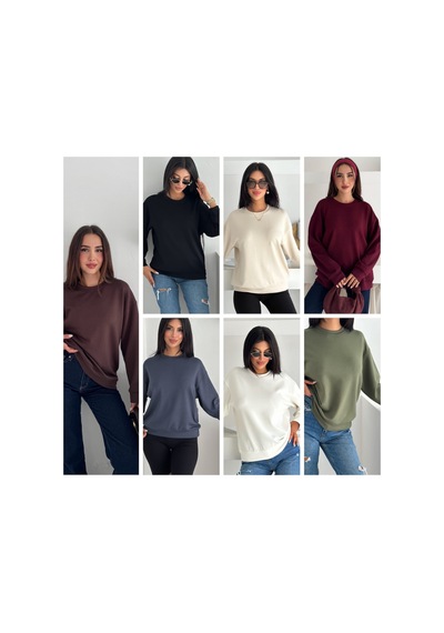 Femelle Füme Modal Kumaş Basic Sweatshirt