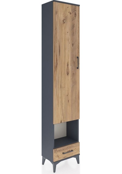 Arges Dolap 3 Raflı Tek Çekmeceli Tek Askılı 44x30x221 Antrasit-çam Antrasit