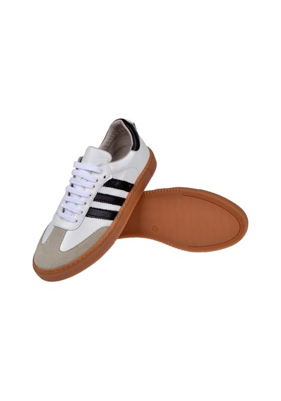 Floor Hakiki Deri Kadın Spor Ayakkabı Sneaker Mak-3020 Beyaz Siyah