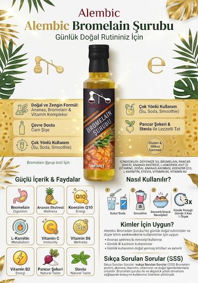 Klasik Aromalı 51 Gr Küçük Çay Alembic Bromelain Hediyeli