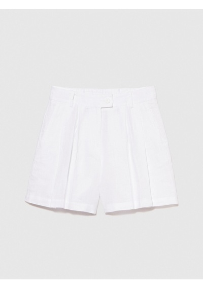 Sisley %100 Keten Önü Çift Pileli Şort Kadın Beyaz Şort - 324p4aghl9013