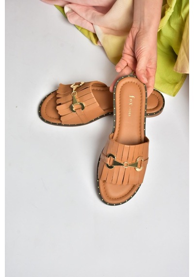 Fox Shoes Y291873003 Taba Hakiki Deri Kadın Terlik Fox Shoes Y291873003 Taba Hakiki Deri Kadın Terlik