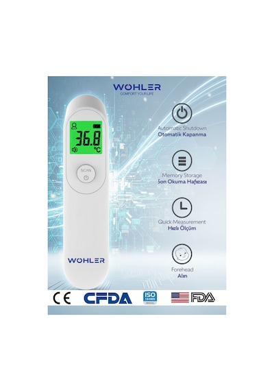 Wohler Temassız Dijital Ateş Ölçer Alından Vücut Ve Nesne Fda Onaylı