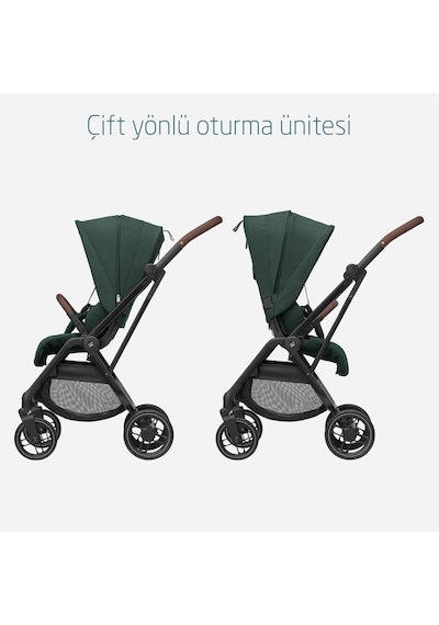 Maxi-Cosi Leona2 Çift Yönlü Uzatılabilir Sırt Desteği Tam Yatabilir Seyahat Sistem Olabilen Bebek Arabası Twillic Green