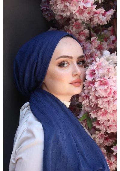 Bambu Kraş Şal Lacivert 194 Çok Renkli