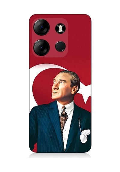 Tecno Spark Go 2023 Uyumlu Mustafa Kemal Atatürk Ve Bayrak Desenli Silikon Kılıf