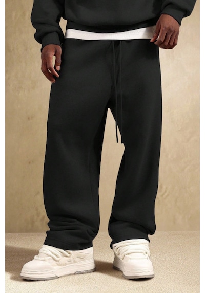 Tarz Cool Siyah Oversize Rahat Kesim Baggy Erkek Eşofman Altı Siyah