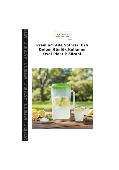 Premium Aile Sofrası Hızlı Dolum Günlük Kullanım Oval Plastik Sürahi