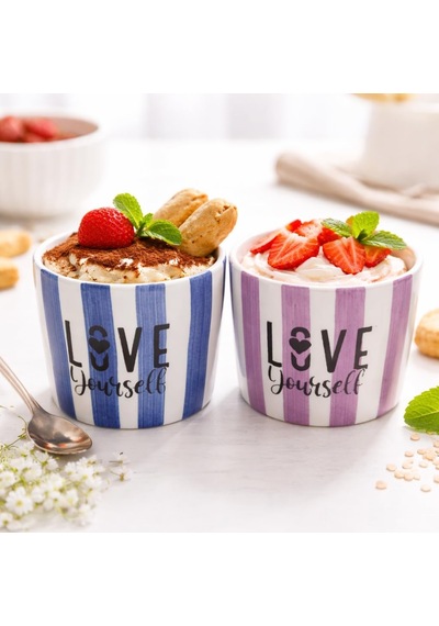 Arvale Love Yourself 4'lü Seramik Kase 8 Cm - Tatlı, Granola Ve Dondurma Sunum Kasesi Diğer