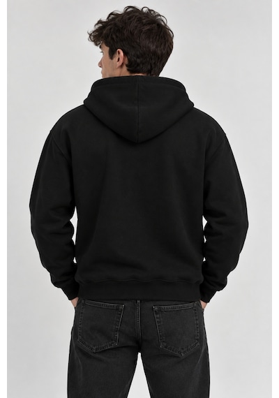 Çlm Store Erkek Slim Fit Örgü 3 İplik Fermuarlı Polar Hırka Siyah Siyah
