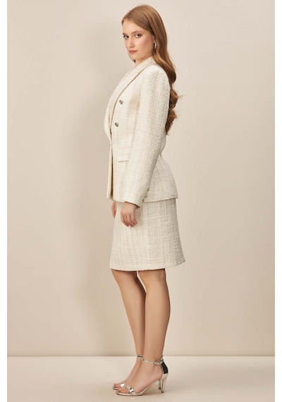 Kruvaze Yaka Ekru Blazer Ekru