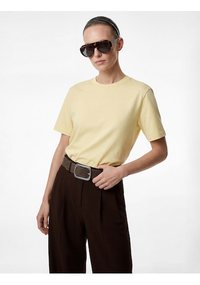 Koton Pamuklu Kısa Kollu Bisiklet Yaka Oversize Basic Tişört Sarı 6sak50170ek Sarı