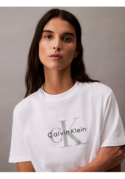 Calvin Klein Hr Ss Clssc Mnlg Cnc Kadın Beyaz T-shirt Lv047b865g-yaa Beyaz