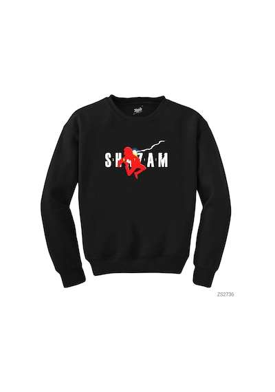 Shazam Logo And Child Siyah Sweatshirt