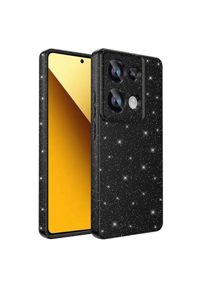 Nourthkiingdom Redmi Note 13 Pro 4g Kılıf Kamera Korumalı Simli Lüks Nrtk Koton Kapak - Siyah Siyah