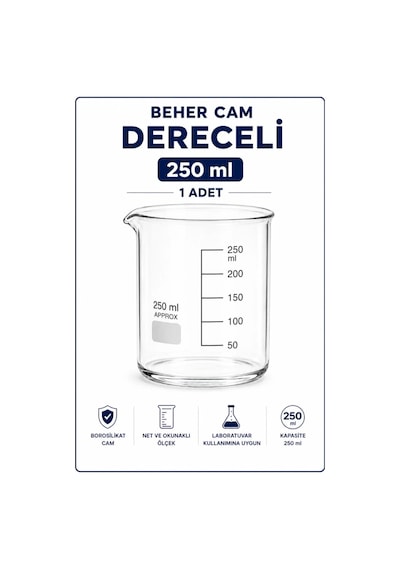 Beher Cam Dereceli 250 Ml 1 Adet