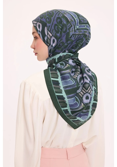 Silk Home Dört Mevsim Antik Motif Viskon Velora Eşarp 6420 Zümrüt Yeşili