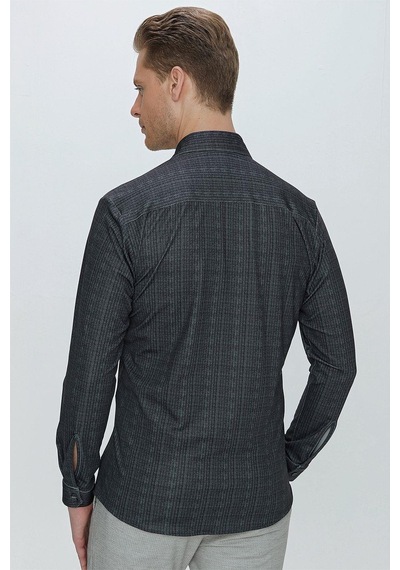 Efor G 1525 Slim Fit Siyah Spor Gömlek Siyah