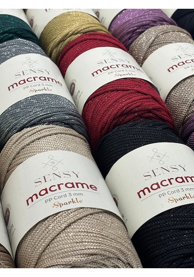 Sensy 3 Mm Simli Polyester Makrome İpi Ekru 250 Gr Supla İp Ve Çanta İpi Polyester İp