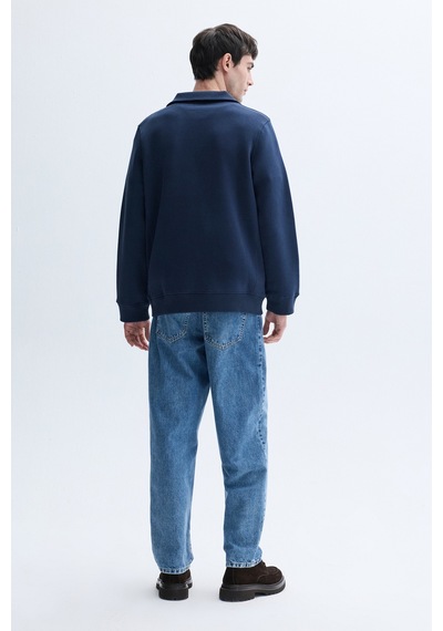 Mudo Erkek Erkek Lacivert Comfort Fit Fermuarlı Dik Yaka Sweatshirt 1264091