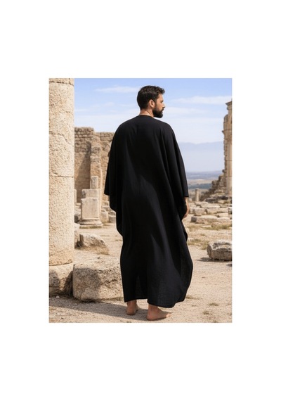 Qmen Style Erkek Plaj Kaftanı Siyah Şilebezi Siyah