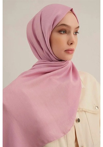 Armine Logo Bordürlü Pamuk İpek Şal 1 Pembe