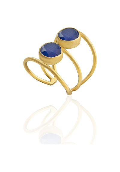 Kadir Jewellery 22 Ayar Altın Kaplama Kadın Zirkon Taşlı Yüzük Parlement Mavisi 47081835