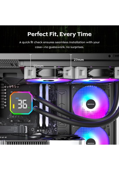 Hyperflow Dijital 240 Cpu Sıvı Soğutucu, 3100 Rpm Pompalı 240 Mm Aıo, 2 120 Mm E28 Argb Fanlar, Gerçek Zamanlı Di Diğer