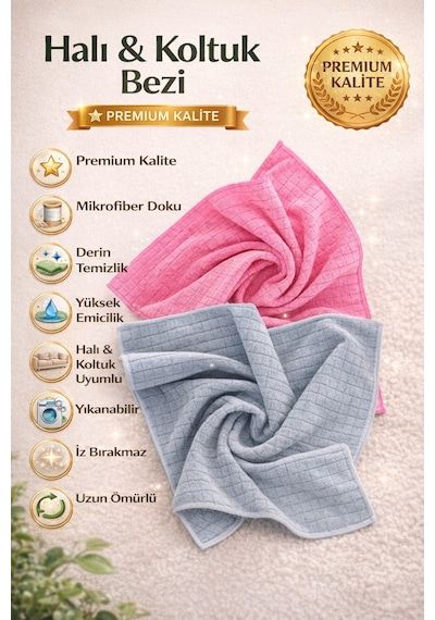 2 Adet Mikrofiber Halı, Koltuk Ve Zor Kir Bezi Diğer