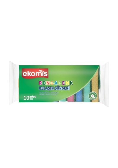 10 Adet Rengarenk Uzun Ömürlü Bulaşık Süngeri, Güçlü Temizleme Gücü, Ekonomik Paket Avantajı