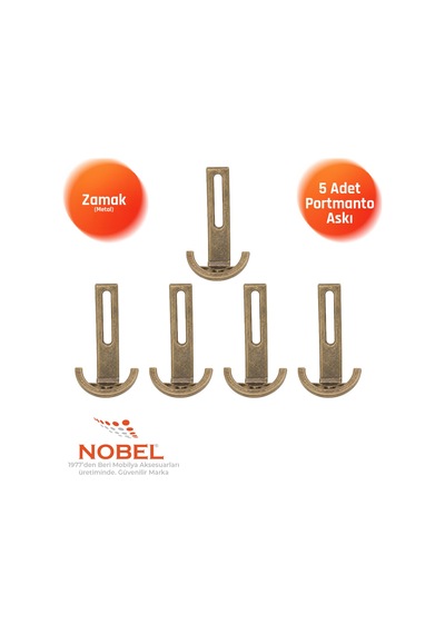 Palmiye Lüks Portmanto Askı, Metal, Vestiyer Askı, 158 Gr, Dolap Askılık, Duvar Askılığı, Antik Sarı Vidalı 5 Adet