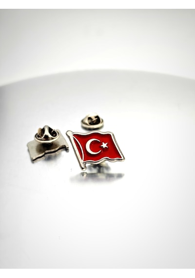 2 Adet Türk Bayrağı Gold&gümüş Yaka Rozeti Çok Renkli