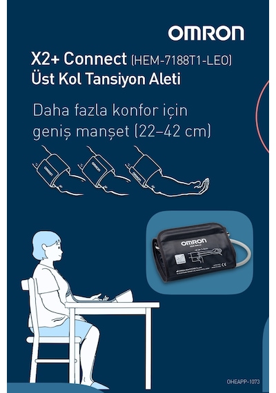Omron HEM-7188T1-LEO X2+ Connect Üst Koldan Ölçer Dijital Tansiyon Aleti + XLS Çanta