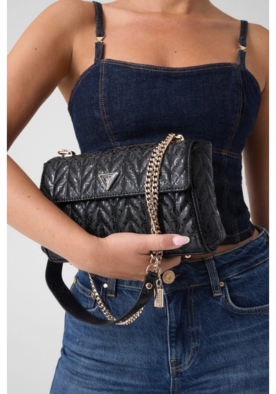 Guess Stacey Dönüştürülebilir Kapaklı Kadın Siyah Çapraz Çanta Hwgg9741210-bla