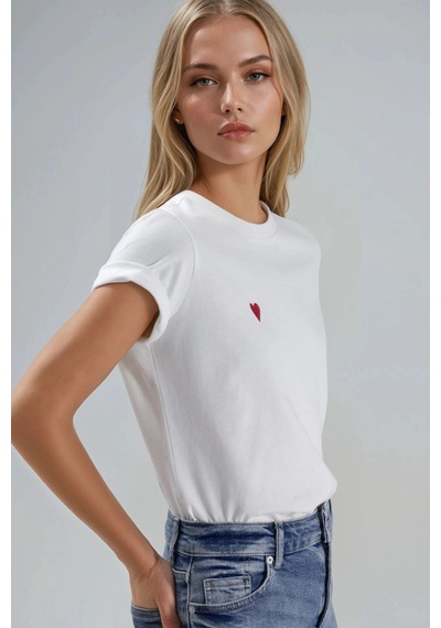 Hiccup Nakışlı Bisiklet Yaka Kısa Kollu %100 Pamuk T-shirt Beyaz