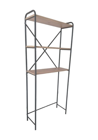 Met35 3 Raflı Metal Banyo Düzenleyici Metal Banyo Rafı Çamaşır Ma Ceviz