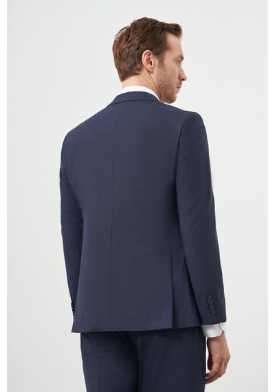 Morven Erkek Lacivert Yün Slim Fit Mono Yaka Takım Elbise 25mc001022200 Lacivert