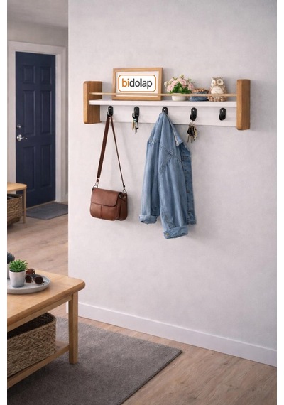 As101 Askılık, Duvar Rafı, Mutfak Rafı, Ahşap Çubuklu, Beyaz,s. Meşe - 829790517 Meşe