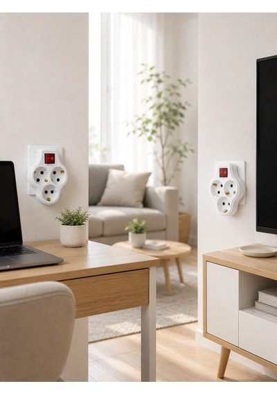 3 Lü Priz Çoklayıcı 2 Adet Set Anahtarlı Kablosuz Duvar Tipi Priz Çoğaltıcı 1